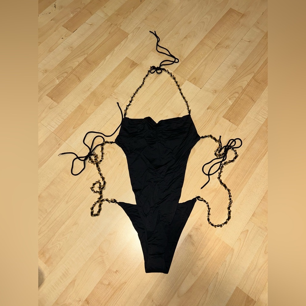 Fashion Nova Black Onepiece Cheeky Swimsuit